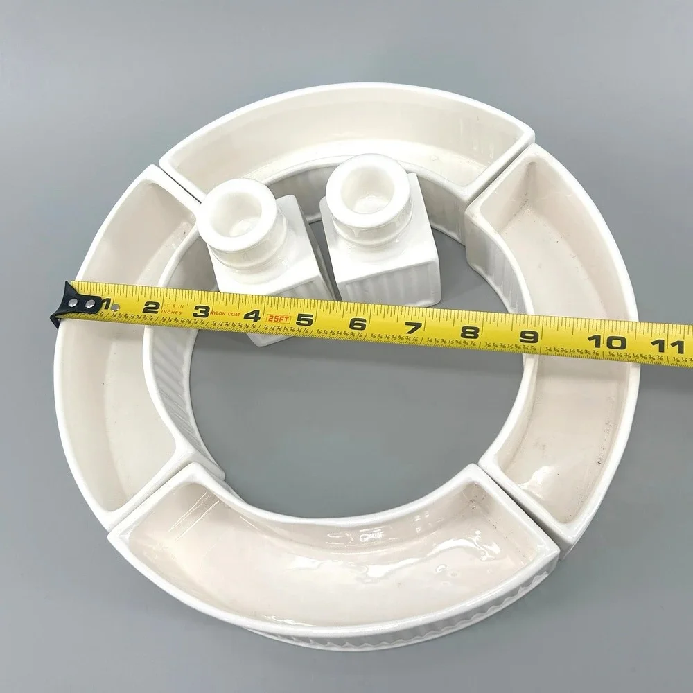 Lillian Vernon White Ceramic Modular Serving Piece & Candle Holder Set 6 Pce MCM